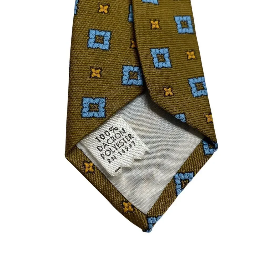 Vtg Clover Cravat Co Tie Necktie Polyester Green Squares Cassic Office NEW
